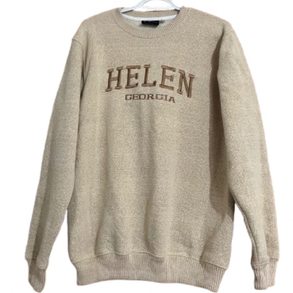 Comfortex Unisex Beige Cotton Blend Long Sleeve ‘HELEN GEORGIA’ Sweatshirt Sz-M - Picture 1 of 5